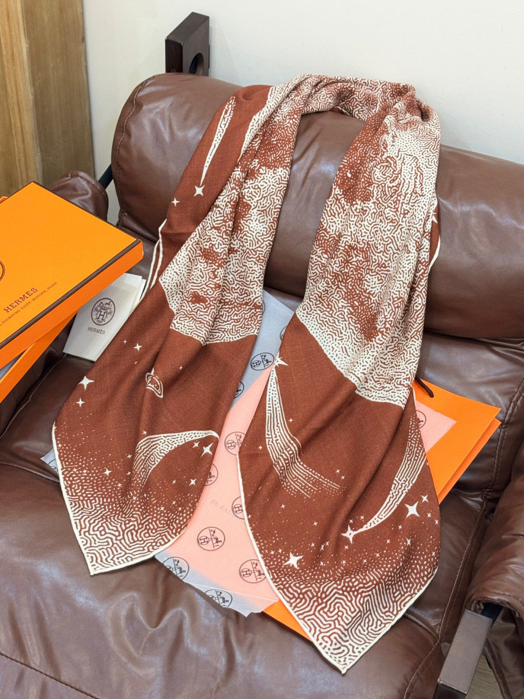 HERMES 25S SCARF 140 IN SILK CASHMERE 987420