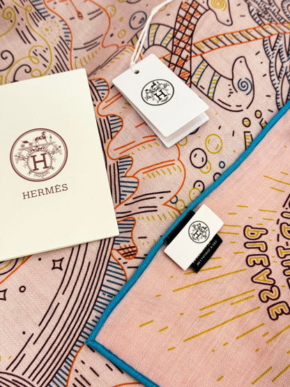 HERMES 25S SCARF 135 IN SILK CASHMERE 987501