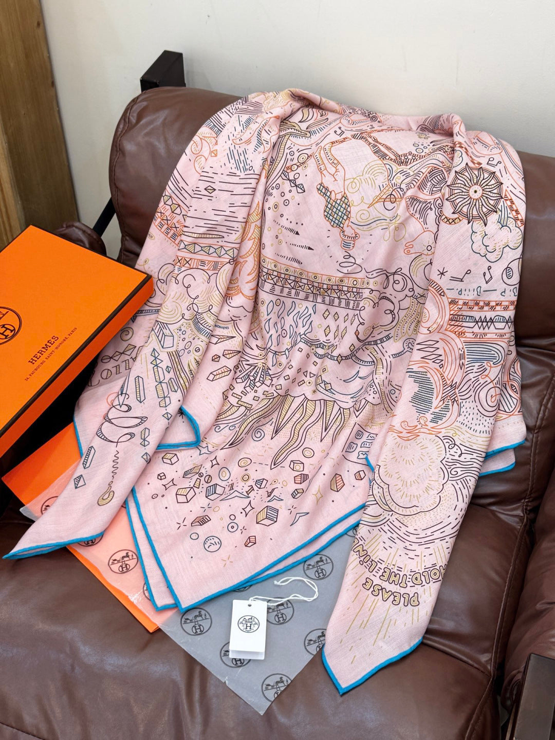 HERMES 25S SCARF 135 IN SILK CASHMERE 987501