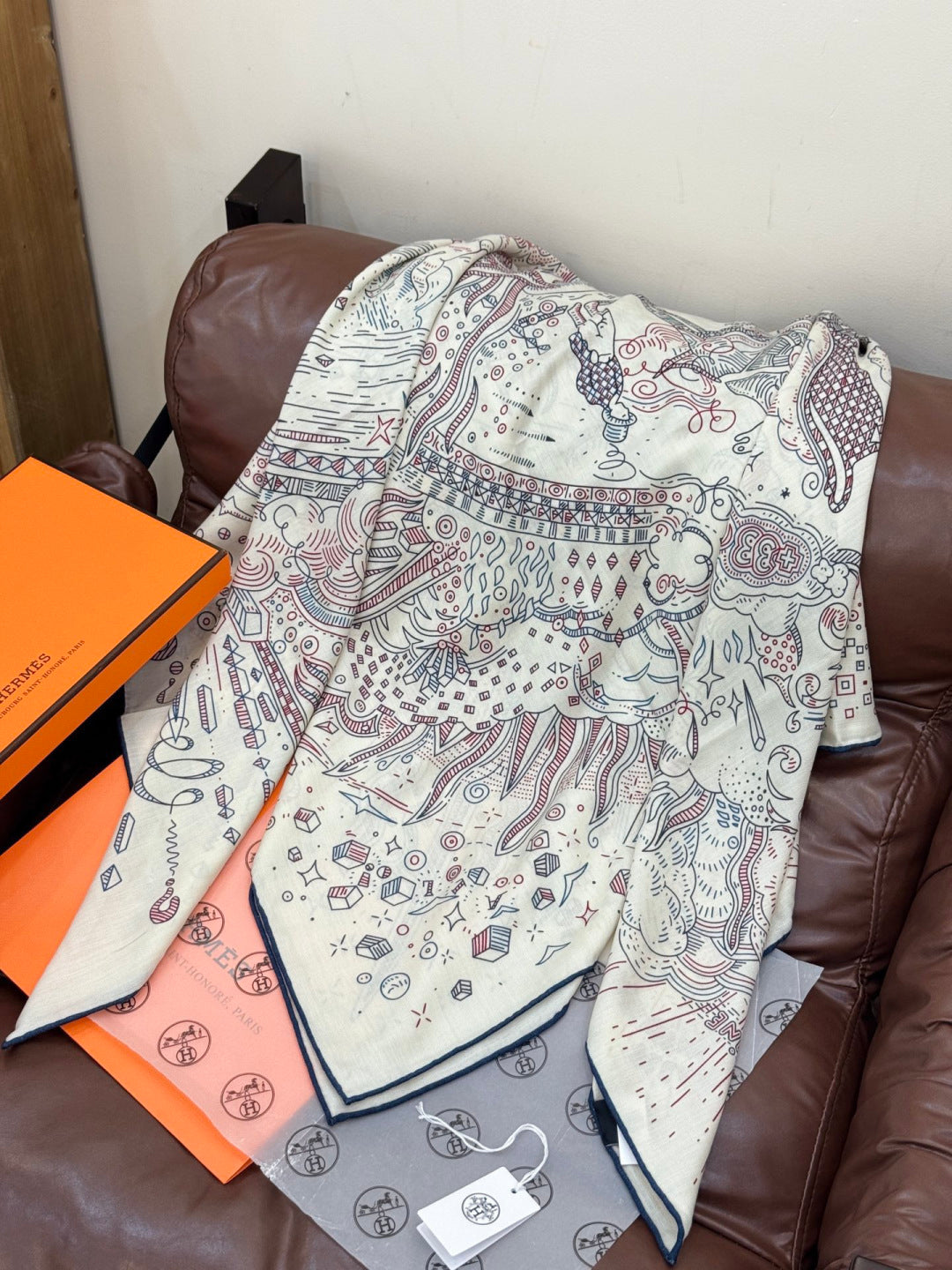 HERMES 25S SCARF 135 IN SILK CASHMERE 987502