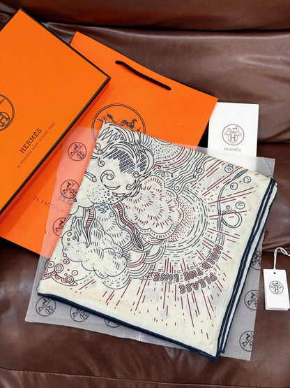 HERMES 25S SCARF 135 IN SILK CASHMERE 987502