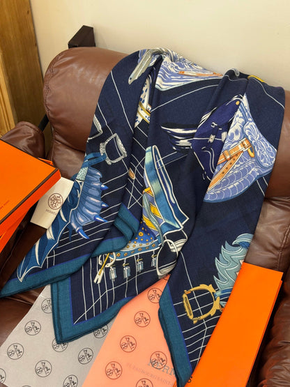 HERMES 25S SCARF 140 IN SILK CASHMERE 989486