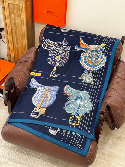 HERMES 25S SCARF 140 IN SILK CASHMERE 989486