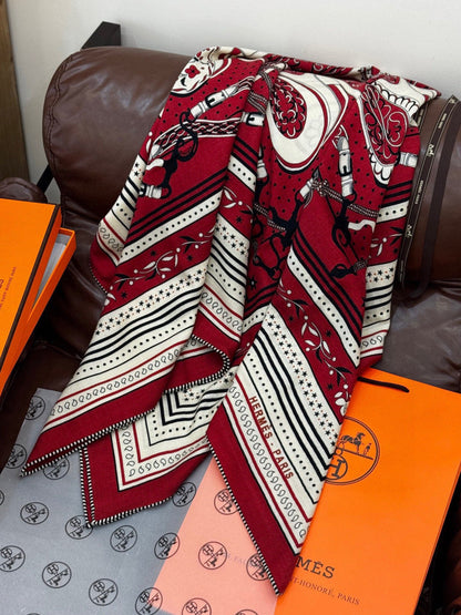 HERMES 25S SCARF 140 IN SILK CASHMERE 991679