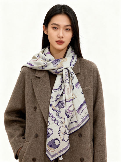 HERMES 25S SCARF 137 IN SILK CASHMERE 991688