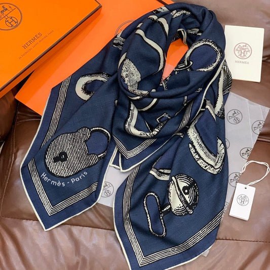 HERMES 25S SCARF 137 IN SILK CASHMERE 991690