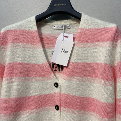 DIOR 26S STRIPED V-NECK CARDIGAN 999