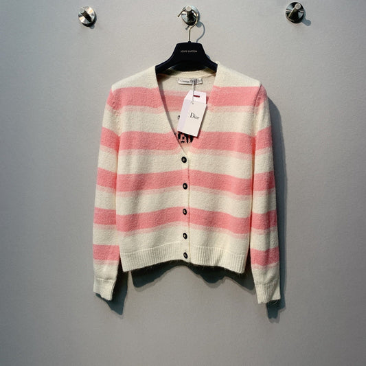 DIOR 26S STRIPED V-NECK CARDIGAN 999