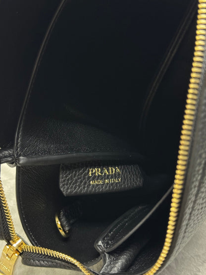PRADA 25S SMALL BAG 23 IN BLACK CALFSKIN GOLD HARDWARE