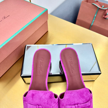 LP SANDALS 25S IN DARK PURPLE SUEDE WITH SILVER HARDWARE