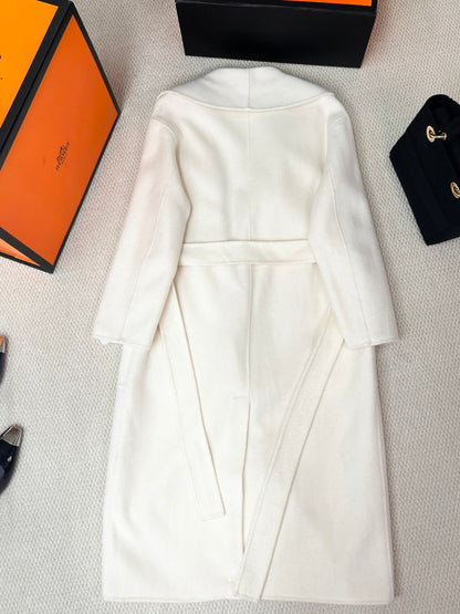 HERMES 25S LAPEL-COLLAR CASHMERE COAT 209