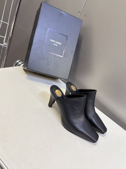YSL 25S HIGH-HEEL SANDALS 75 MM IN BLACK LAMBSKIN