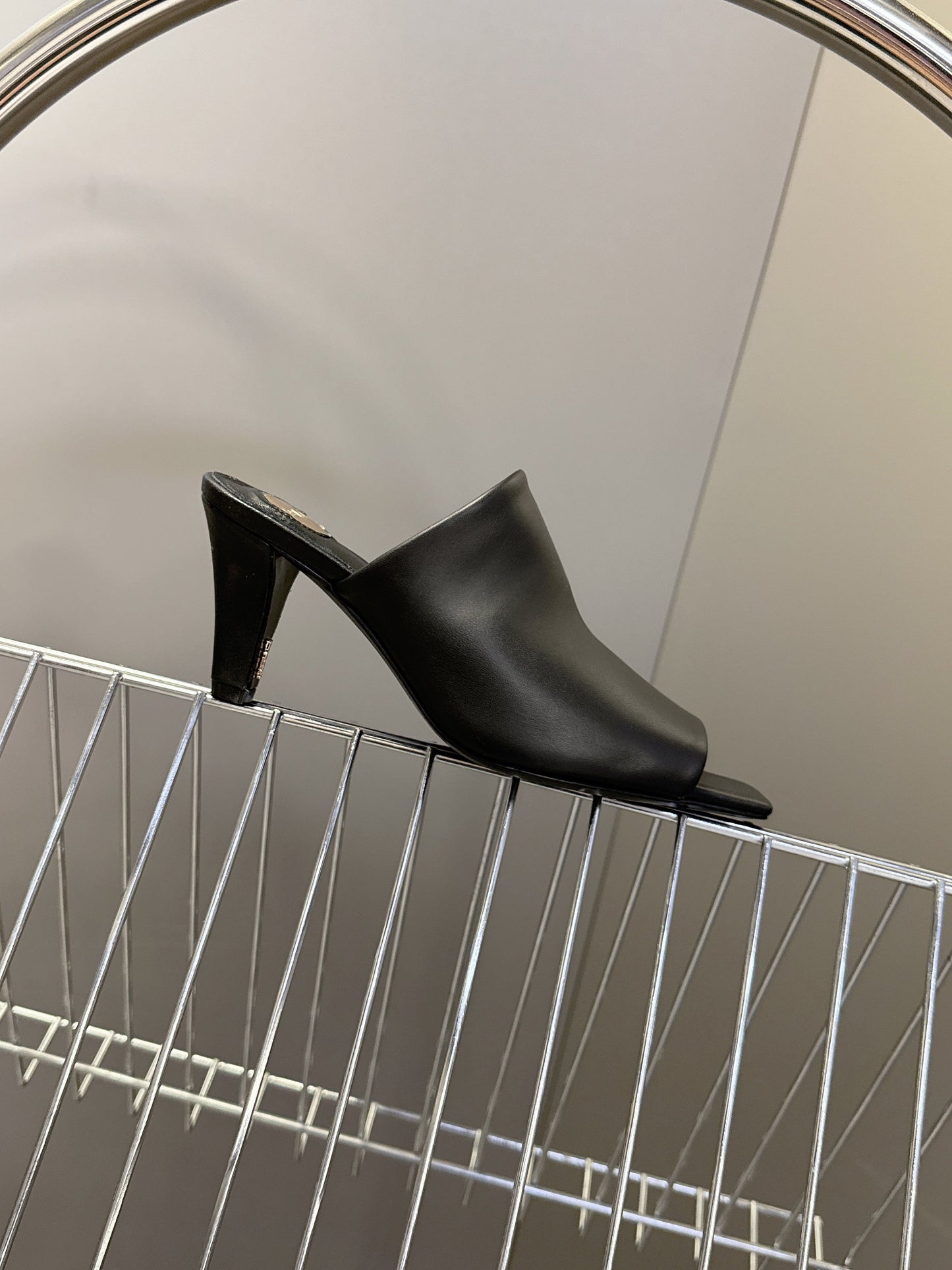 YSL 25S HIGH-HEEL SANDALS 75 MM IN BLACK LAMBSKIN
