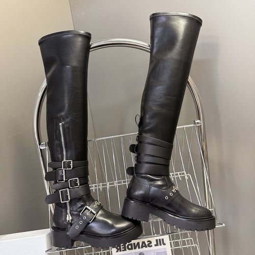 DIOR D-FIGHT BOOT 25S IN BLACK CALFSKIN WITH SILVER HARDWARE
