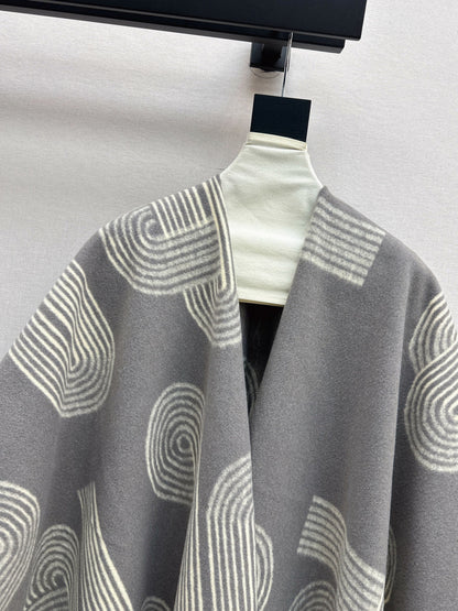 HERMES 25S JACQUARD CAPE COAT 320