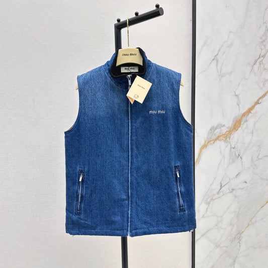 MIUMIU 26S SLEEVELESS DENIM JACKET 958