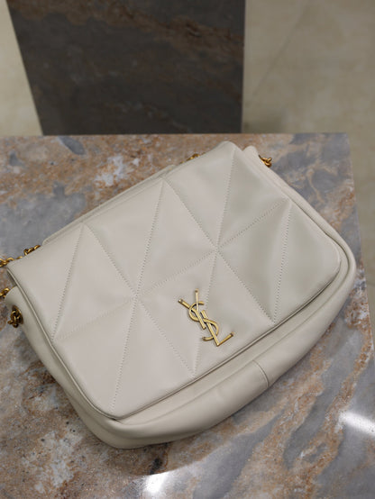 YSL 25S JAMIE 4.3 29 IN BLANC VINTAGE LAMBSKIN GOLD HARDWRE