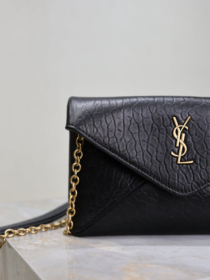YSL 25S CALYPSO MINI 19 IN BLACK LAMBSKIN GOLD HARDWRE