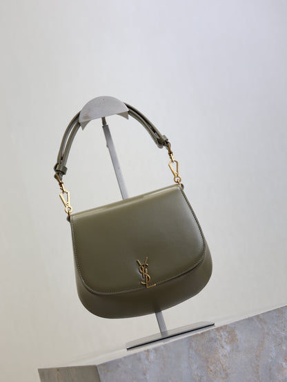 YSL 25S MINI VOLTAIRE 21 IN DEEP MUSK CALFSKIN SAINT LAURENT GOLD HARDWARE