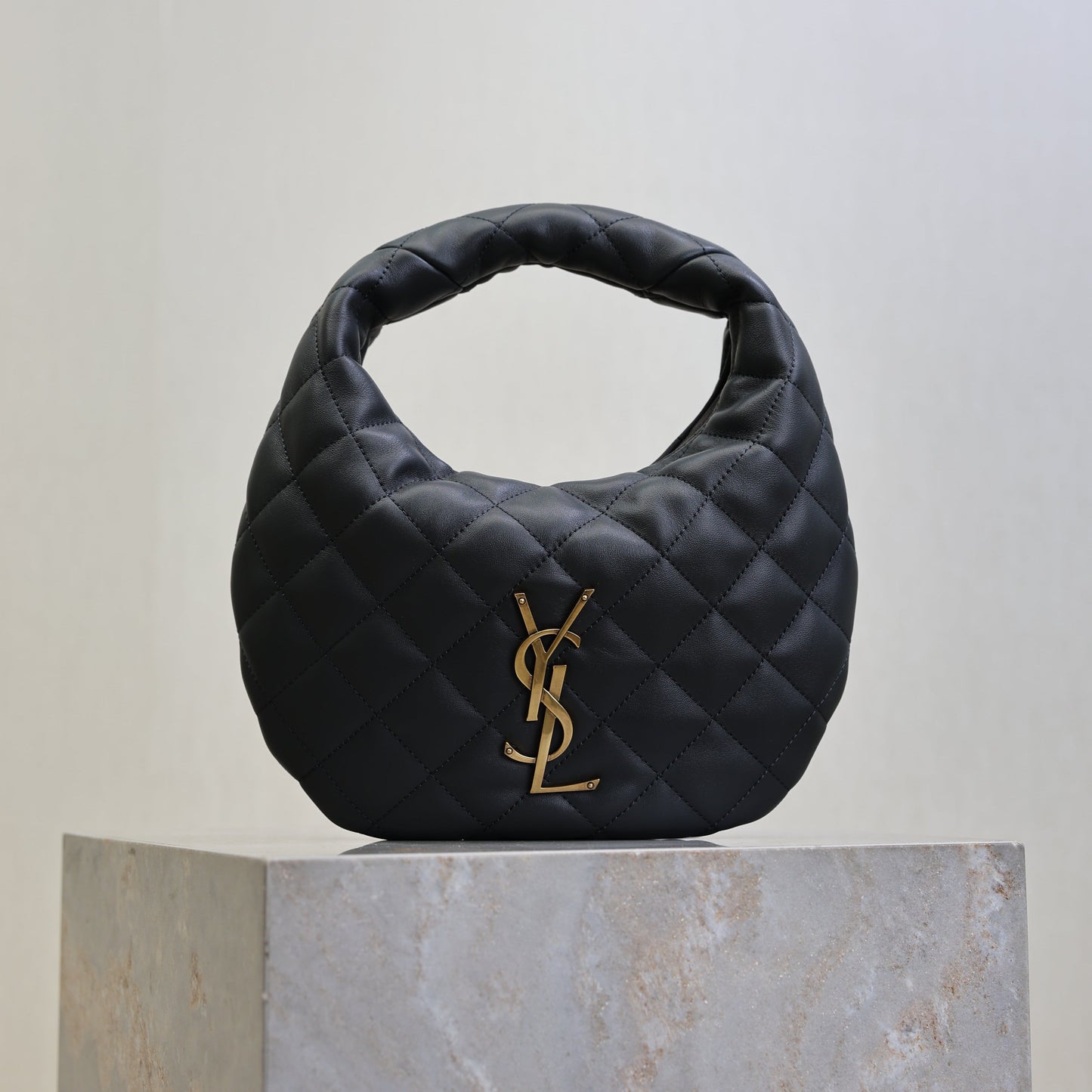 YSL 25S ICARINO 17 IN BLACK QUILTED CALFSKIN GOLD HARDWRE