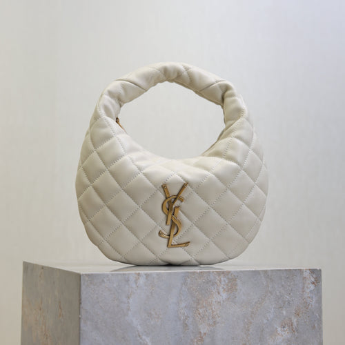 YSL 25S ICARINO 17 IN WHITE QUILTED CALFSKIN GOLD HARDWRE