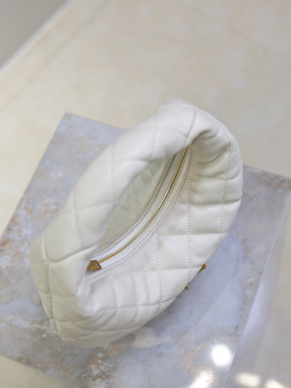 YSL 25S ICARINO 17 IN WHITE QUILTED CALFSKIN GOLD HARDWRE