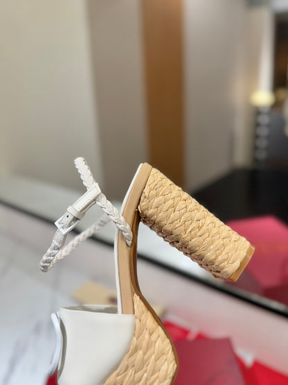 VLTN ESPADRILLE WEDGE SANDALS 25S 115 MM IN WHITE LAMBSKIN