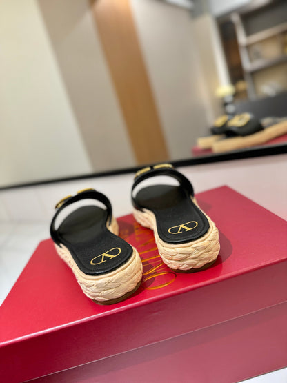 VLTN ESPADRILLE SLIDES 25S IN BLACK LAMBSKIN STYLE 5