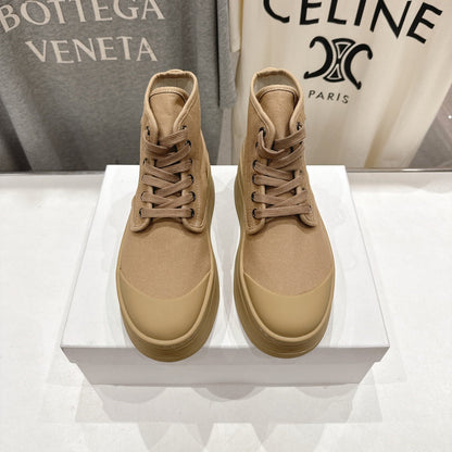 CELINE 26S BOOTS IN LIGHT CAMEL BEIGE CANVAS
