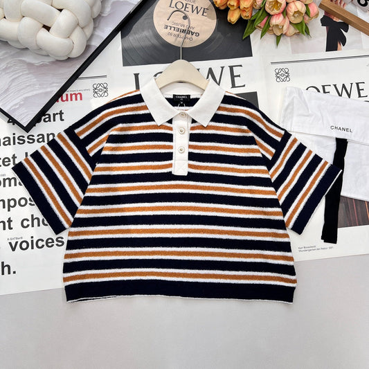 CHANEL 25S SHORT-SLEEVE STRIPED SHIRT 598