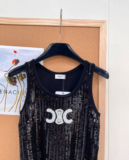 CELINE 26S SEQUIN KNIT TANK TOP 142