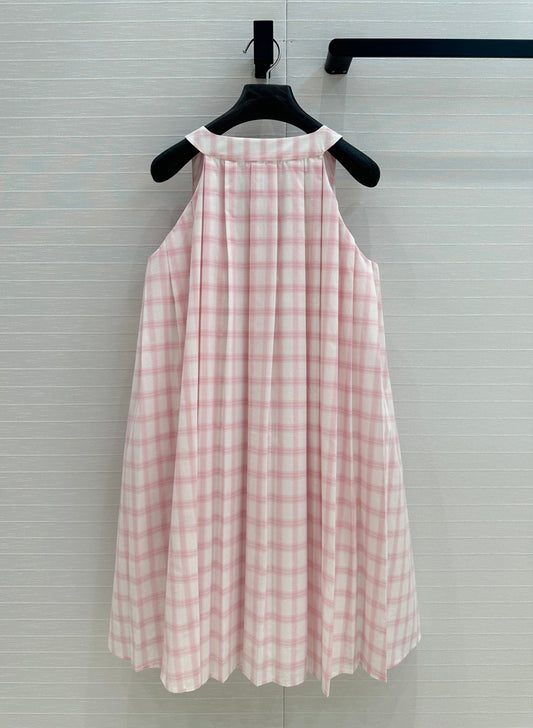 Loewe Plaid Suspender dress Pink Cotton