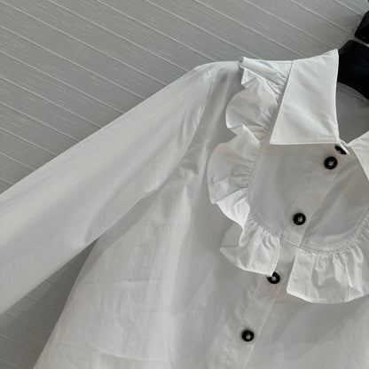CC 25 Lace Collor Shirt White Cotton