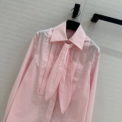 Loewe 25 Pleated Flower Knot Shirt Pink Cotton