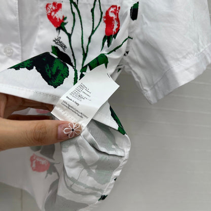Loewe Rose Print Short-sleeved Shirt White Cotton