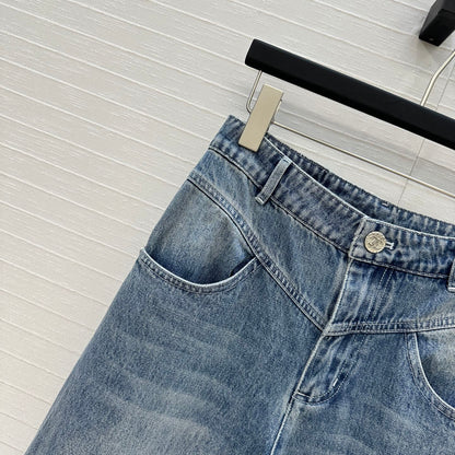 CC 25 Embroidered Pant Blue Denim Cotton