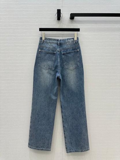 CC 25 Embroidered Pant Blue Denim Cotton