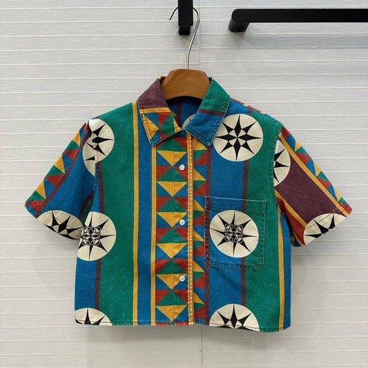 Loewe Short-sleeved Denim Shirt Multicolor Cotton