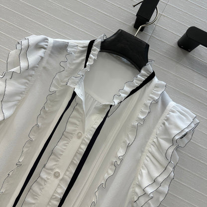 DIOR WHITE RUFFLED SHIRT 264378