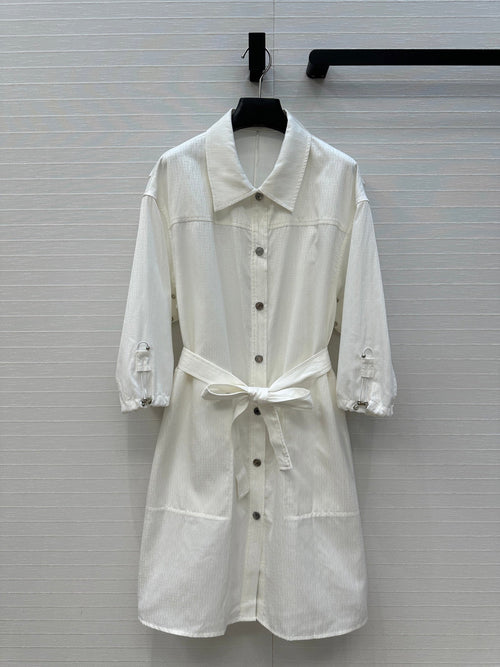 HERMES JACQUARD SHIRT DRESS WITH TIE NECK 276149
