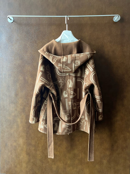 HERMES 25S REVERSIBLE LONG HOODED COAT 046