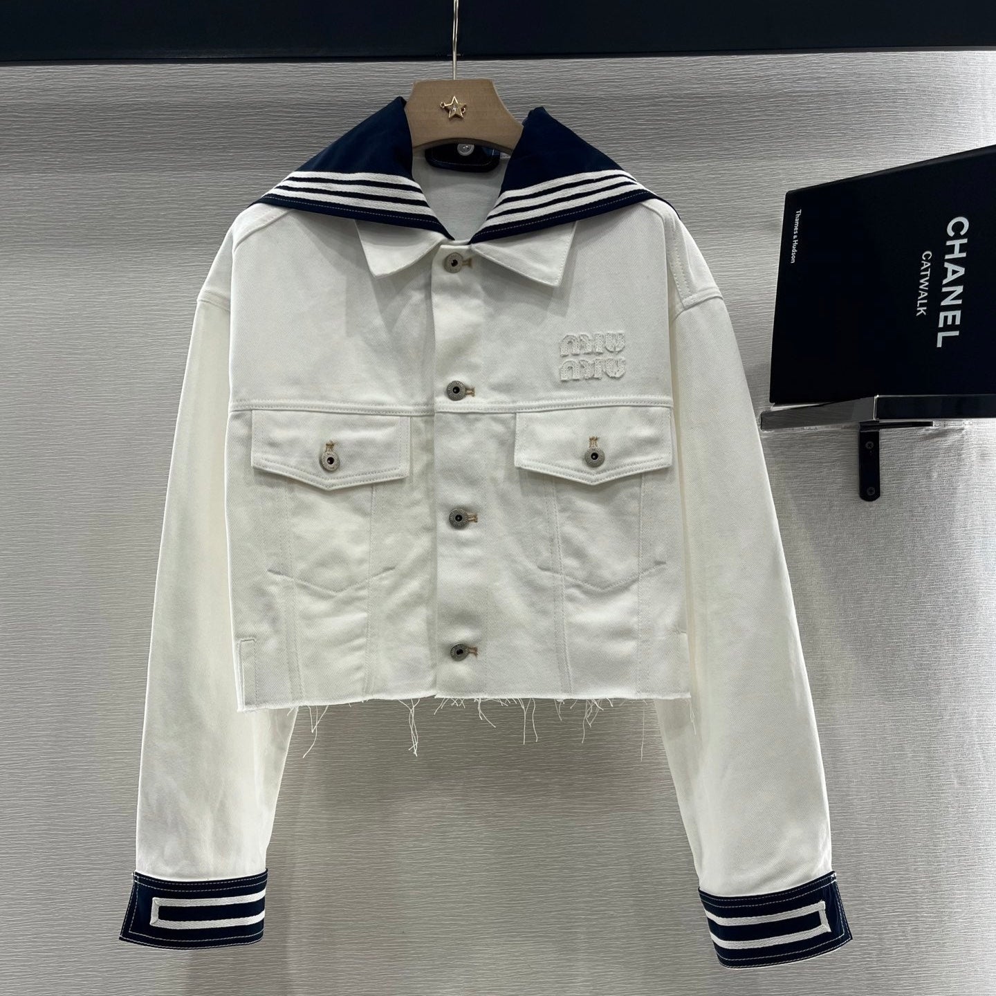 MIUMIU DENIM JACKET AND SKIRT SET 274647