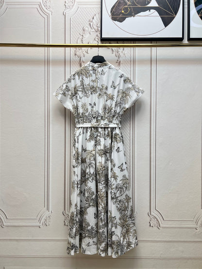 DIOR 25S PRINTED COTTON-SILK DRESS 735