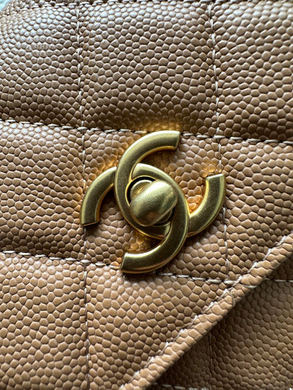 CHANEL 25S CLASSIC WALLET ON CHAIN 19 IN BROWN LAMBSKIN WITH GOLD HARDWARE