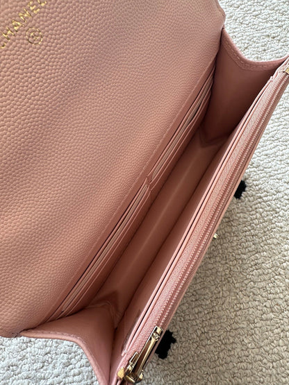 CHANEL 25S MINI FLAP BAG 19 IN LIGHT PINK CAVIAR LEATHER