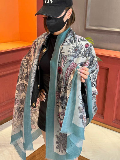 HERMES 25S SCARF 200 IN CASHMERE SILK 732071