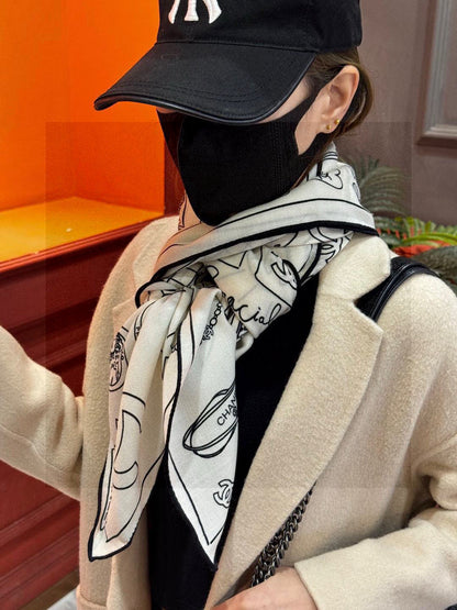 CHANEL 25S SCARF 140 IN SILK 735810