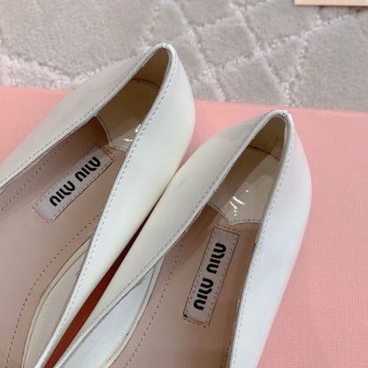Floral White Ballet Shoes Sheepskin