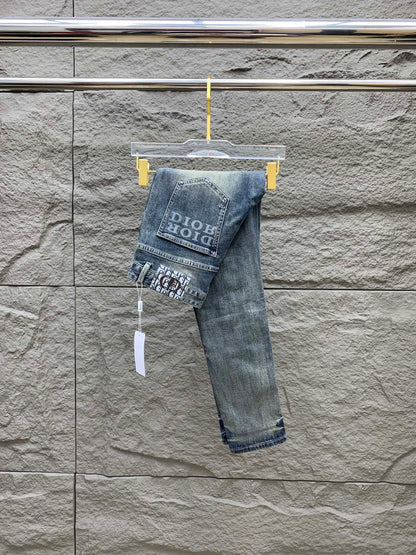SLIMFIT RETRO-WASHED BLUE STRETCH DENIM JEANS