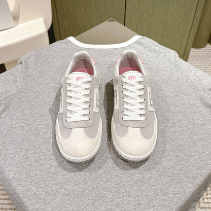 BALMAIN 26S SNEAKERS IN LIGHT BEIGE AND SOFT TAUPE SUEDE